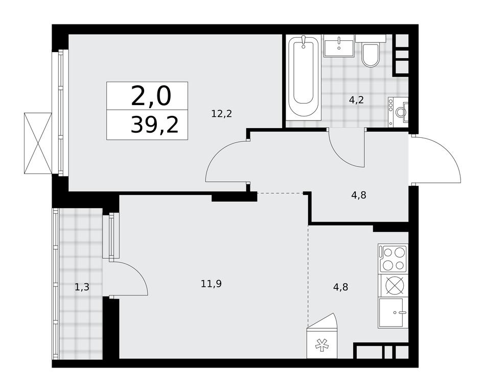 1-BD Apartment Sale, 39.2平方米 at Prokshino, Prokshino Residential Complex, Sosenskoye Settlement, Moscow, Russia #2 1-BD Apartment Sale, 39.2平方米 at Prokshino, Prokshino Residential Complex, Sosenskoye Settlement, Moscow, Russia #2