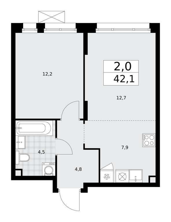 1-BD Apartment Sale, 42.1 sq. m. at Prokshino, Prokshino Residential Complex, Sosenskoye Settlement, Moscow, Russia #2 1-BD Apartment Sale, 42.1 sq. m. at Prokshino, Prokshino Residential Complex, Sosenskoye Settlement, Moscow, Russia #2