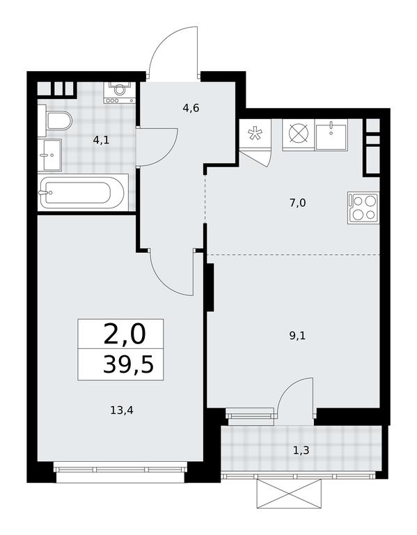 1-BD Apartment Sale, 39.5 sq. m. at Prokshino, Prokshino Residential Complex, Sosenskoye Settlement, Moscow, Russia #2