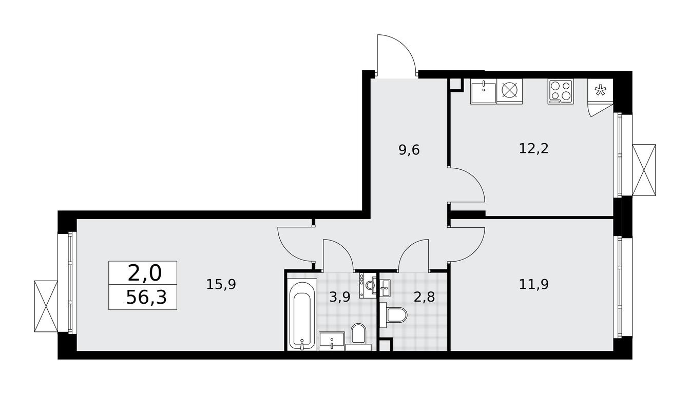 1-BD Apartment Sale, 56.3 sq. m. at Prokshino, Prokshino Residential Complex, Sosenskoye Settlement, Moscow, Russia #1