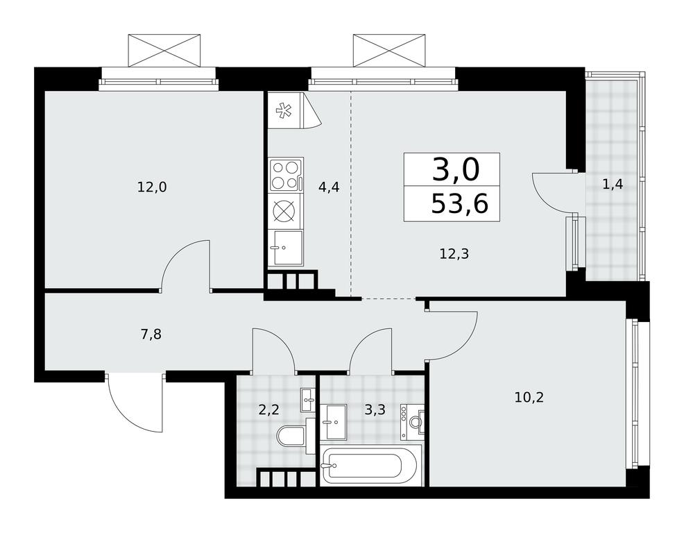 2-BD Apartment Sale, 53.6平方米 at Prokshino, Prokshino Residential Complex, Sosenskoye Settlement, Moscow, Russia #1