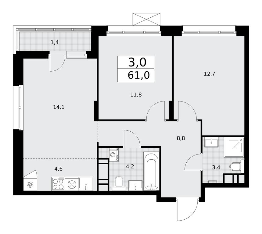 2-BD Apartment Sale, 61平方米 at Prokshino, Prokshino Residential Complex, Sosenskoye Settlement, Moscow, Russia #1 2-BD Apartment Sale, 61平方米 at Prokshino, Prokshino Residential Complex, Sosenskoye Settlement, Moscow, Russia #1