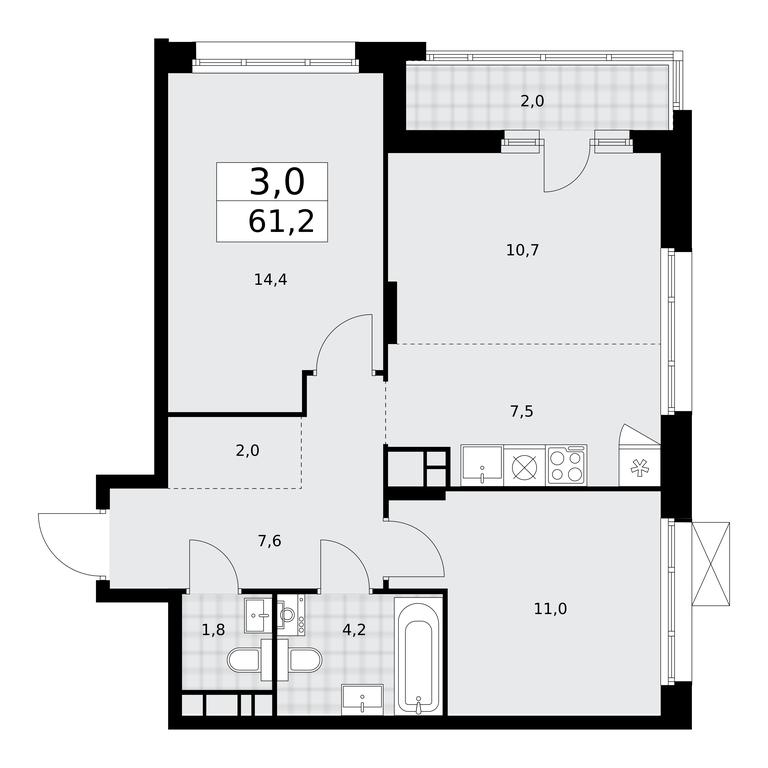 2-BD Apartment Sale, 61.2平方米 at Prokshino, Prokshino Residential Complex, Sosenskoye Settlement, Moscow, Russia #1 2-BD Apartment Sale, 61.2平方米 at Prokshino, Prokshino Residential Complex, Sosenskoye Settlement, Moscow, Russia #1