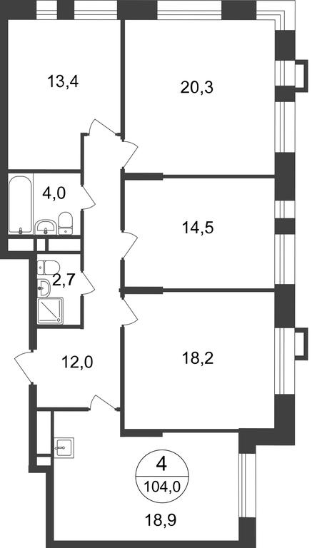 4-BD Apartment Sale, 104 sq. m. at Pervyi Moskovskiy, ulitsa Bianki, 1, Moskovskiy, Moscow, Russia #2 4-BD Apartment Sale, 104 sq. m. at Pervyi Moskovskiy, ulitsa Bianki, 1, Moskovskiy, Moscow, Russia #2