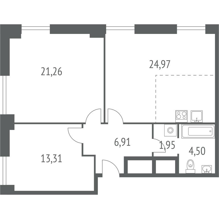 2-BD Apartment Sale, 74.5 sq. m. at iLove, улица Бочкова, 11А, Москва, Россия #1