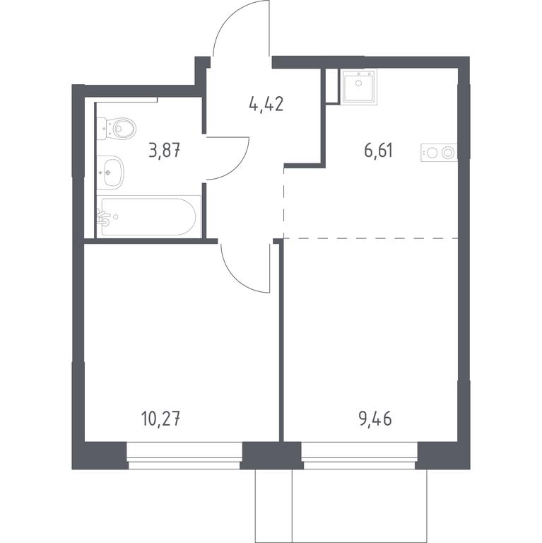 Apartment Sale, 34.63平方米 at Prigorod Lesnoe, Molodyozhny bulvar, 6, derevnya Misaylovo, Leninskiy City District, Moscow Region, Russia #1