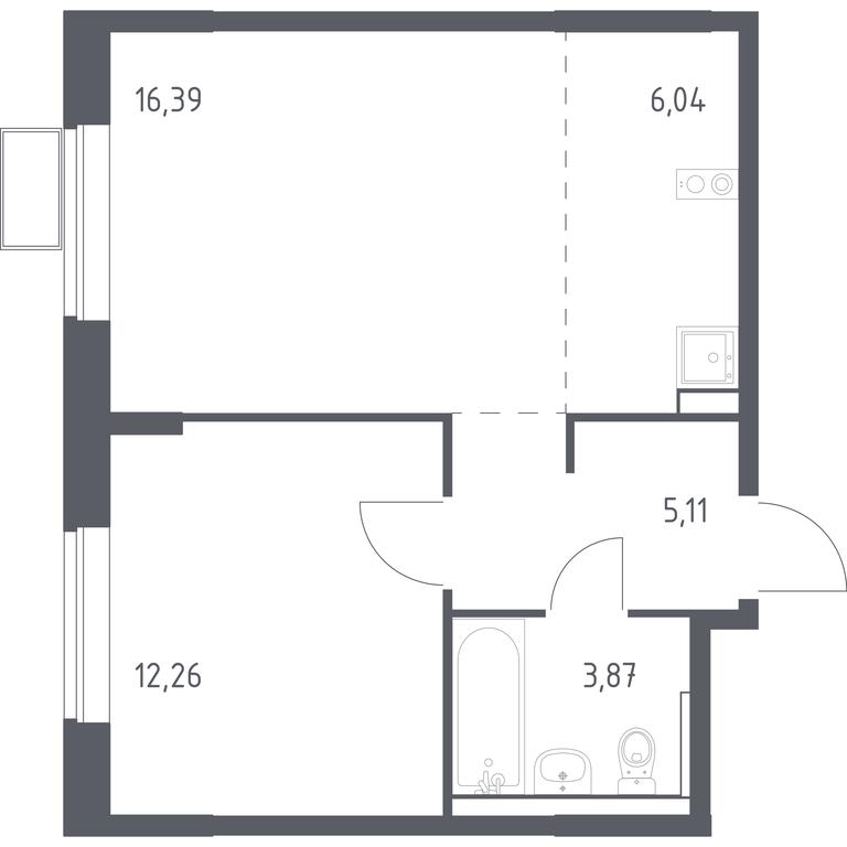 Apartment Sale, 43.67 sq. m. at Prigorod Lesnoe, Molodyozhny bulvar, 6, derevnya Misaylovo, Leninskiy City District, Moscow Region, Russia #1