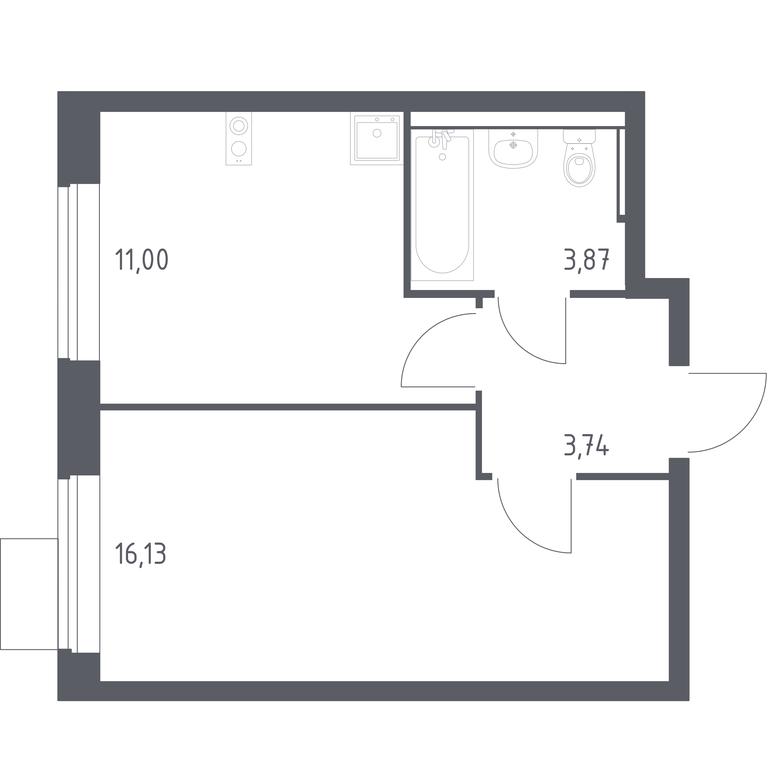 Apartment Sale, 34.74 sq. m. at Prigorod Lesnoe, Molodyozhny bulvar, 6, derevnya Misaylovo, Leninskiy City District, Moscow Region, Russia #1