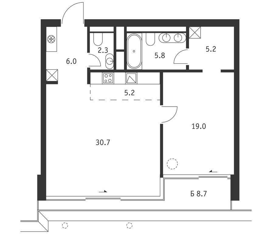 1-BD Apartment Sale, 76.8平方米 at Badaevskiy, Kutuzovsky Avenue, 12с3, Moscow, Russia #1