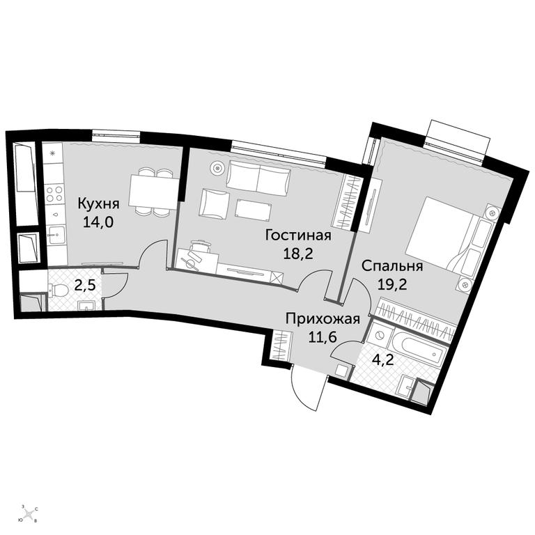 2-BD Apartment Sale, 69.4平方米 at Rimskiy, Rimskiy proyezd, 1, Settlement of Razvilka, Leninskiy City District, Moscow Region, Russia #1 2-BD Apartment Sale, 69.4平方米 at Rimskiy, Rimskiy proyezd, 1, Settlement of Razvilka, Leninskiy City District, Moscow Region, Russia #1