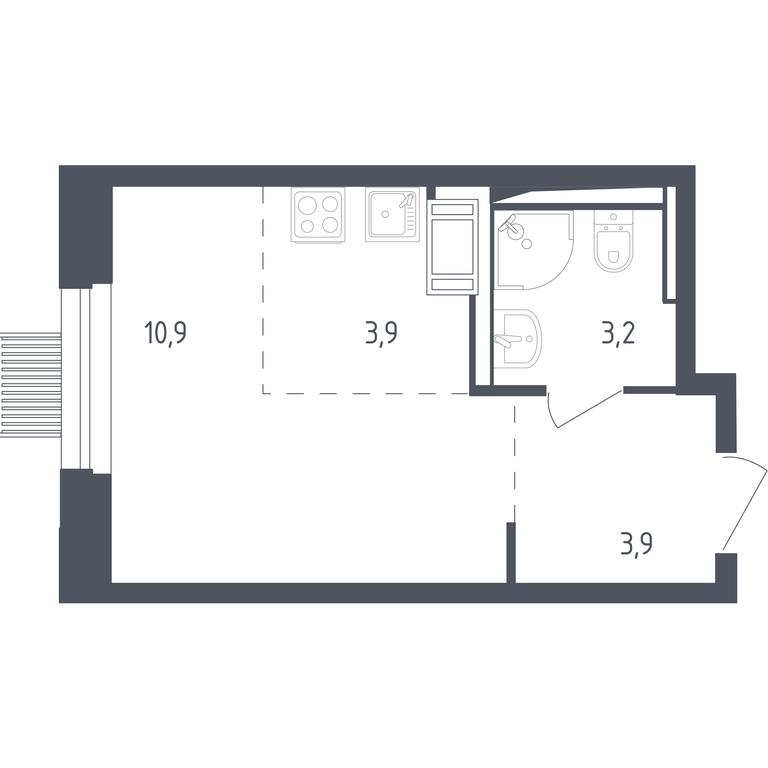 Apartment Sale, 21.5平方米 at Mytishchi Park, Silikatnaya ulitsa, 41к3, Mytischi, Moscow Region, Russia #1