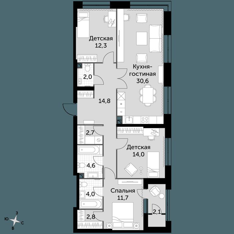 4-BD Apartment Sale, 103.2 sq. m. at Sky Garden, Stroitelny Drive, 9с6, Moscow, Russia #1 4-BD Apartment Sale, 103.2 sq. m. at Sky Garden, Stroitelny Drive, 9с6, Moscow, Russia #1