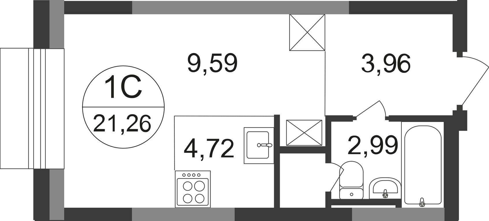 Apartment Sale, 21.26 sq. m. at Novograd Pavlino, Kosinskoye shosse, 2, Novoye Pavlino Microdistrict, Balashikha, Moscow Region, Russia #1