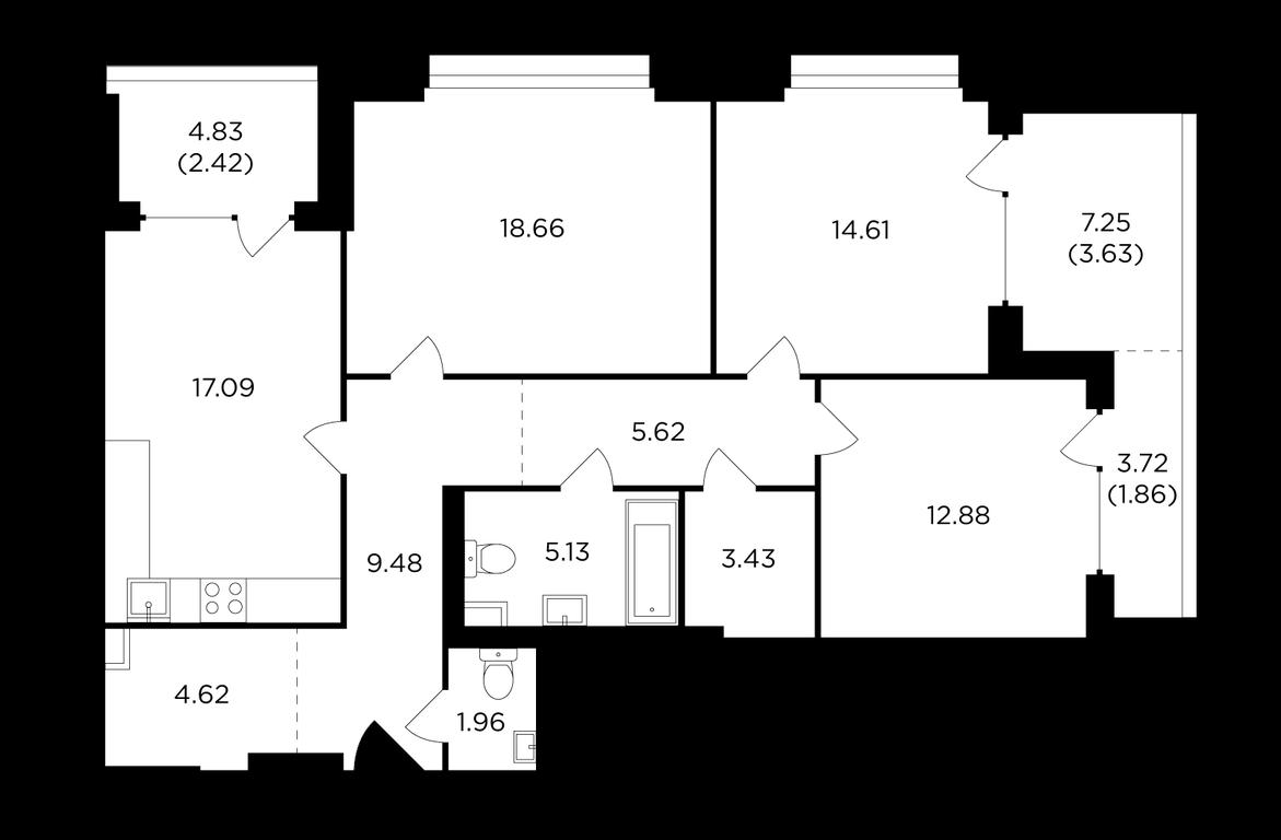 3-BD Apartment Sale, 102.2平方米 at RiverSky, Vostochnaya Street, 4Ак1, Moscow, Russia #2 3-BD Apartment Sale, 102.2平方米 at RiverSky, Vostochnaya Street, 4Ак1, Moscow, Russia #2