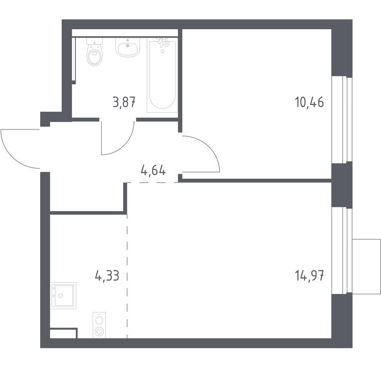 Apartment Sale, 38.27 sq. m. at Prigorod Lesnoe, Molodyozhny bulvar, 6, derevnya Misaylovo, Leninskiy City District, Moscow Region, Russia #1