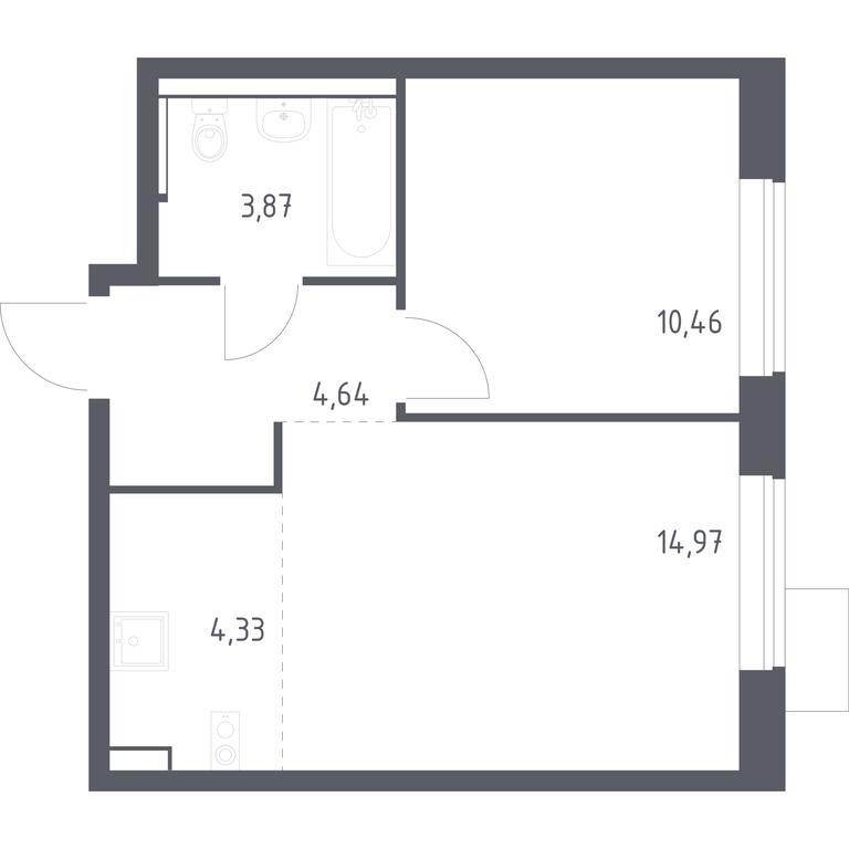 Apartment Sale, 38.27 sq. m. at Prigorod Lesnoe, Molodyozhny bulvar, 6, derevnya Misaylovo, Leninskiy City District, Moscow Region, Russia #2