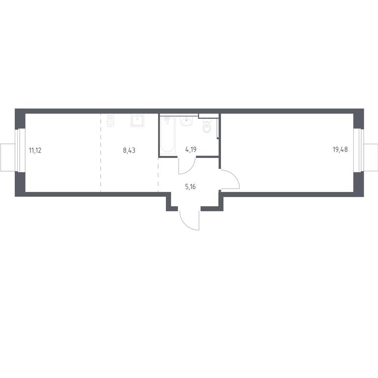Apartment Sale, 48.38 sq. m. at Prigorod Lesnoe, Molodyozhny bulvar, 6, derevnya Misaylovo, Leninskiy City District, Moscow Region, Russia #1