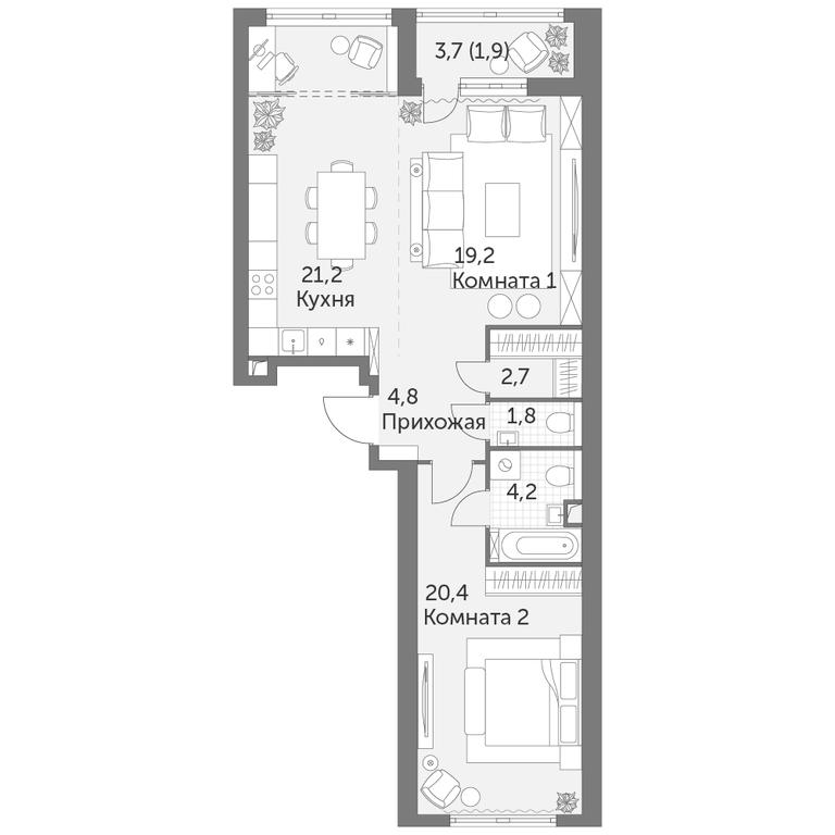 2-BD Apartment Sale, 76.2平方米 at Arkhitektor, Akademika Volgina Street, 2Д, Moscow, Russia #1