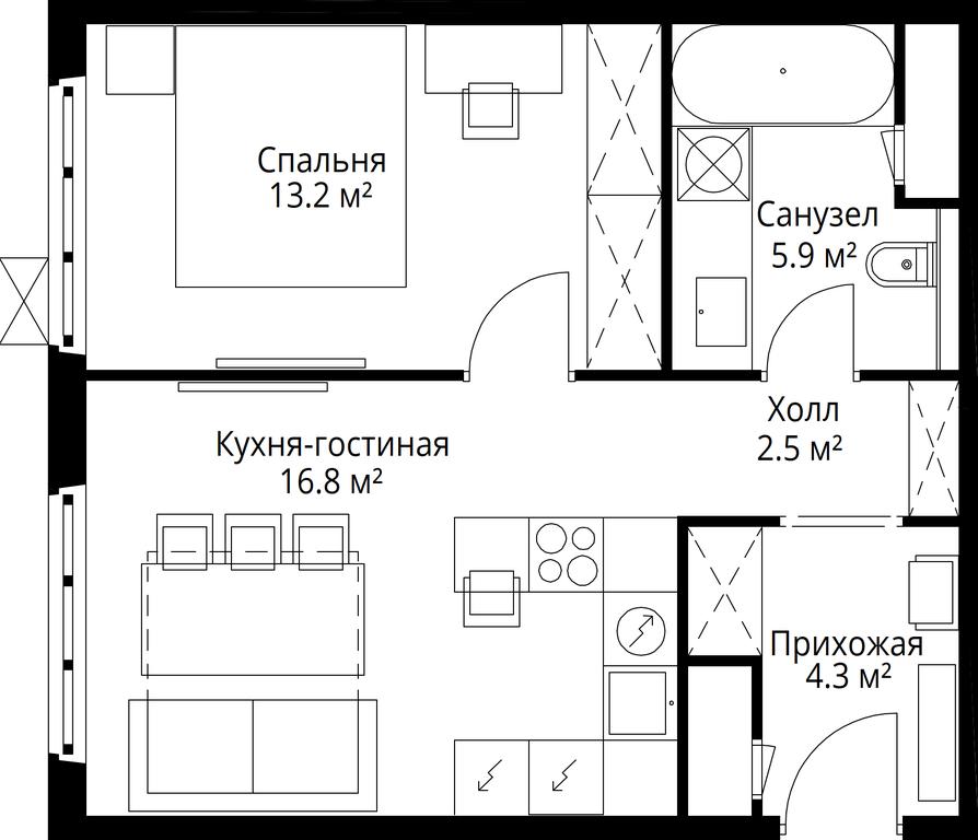 Продажа 1-комн. квартиры, 42,7 м² в ЖК «Эко Видное 2.0», квартал Центральный, 1, микрорайон Купелинка, деревня Сапроново, Ленинский городской округ, Московская область, Россия #2 Продажа 1-комн. квартиры, 42,7 м² в ЖК «Эко Видное 2.0», квартал Центральный, 1, микрорайон Купелинка, деревня Сапроново, Ленинский городской округ, Московская область, Россия #2