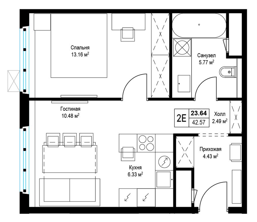 Продажа 1-комн. квартиры, 42,7 м² в ЖК «Эко Видное 2.0», квартал Центральный, 1, микрорайон Купелинка, деревня Сапроново, Ленинский городской округ, Московская область, Россия #1 Продажа 1-комн. квартиры, 42,7 м² в ЖК «Эко Видное 2.0», квартал Центральный, 1, микрорайон Купелинка, деревня Сапроново, Ленинский городской округ, Московская область, Россия #1