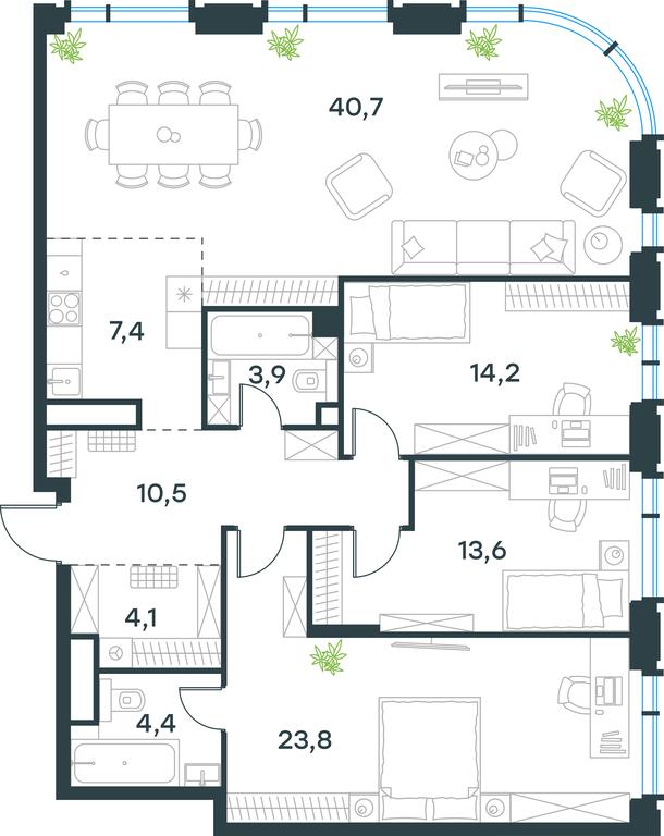 3-BD Apartment Sale, 122.6 sq. m. at Level Akademicheskaya, Profsoyuznaya Street, 2/22, Moscow, Russia #2