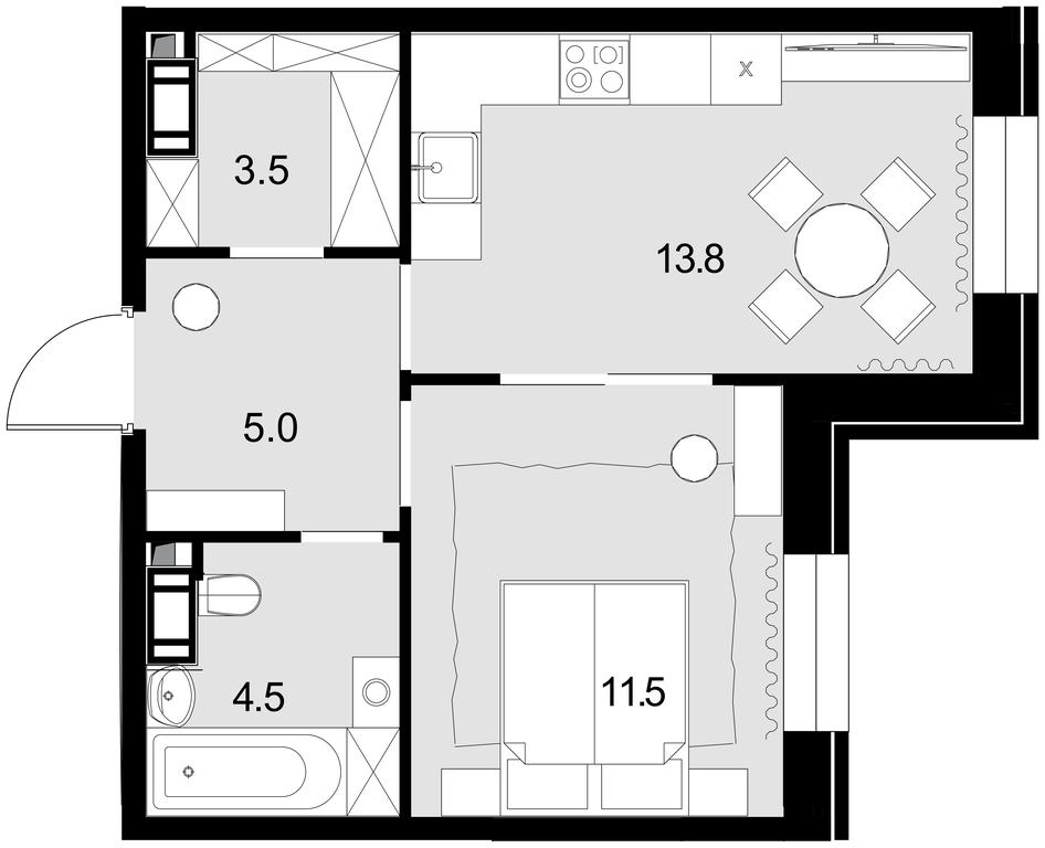 1-BD Apartment Sale, 38.3 sq. m. at Teatralnyi Kvartal, Rotmistrova Street, 2, Moscow, Russia #1