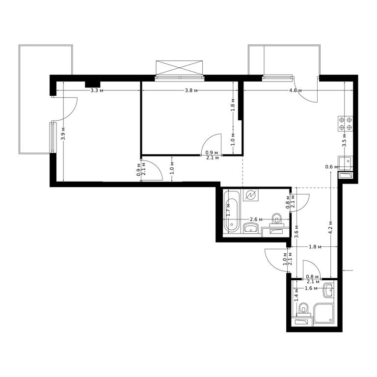 2-BD Apartment Sale, 60.3 sq. m. at Bolshaya Akademicheskaya 85, 3rd Nizhnelikhoborsky Drive, 1с16, Moscow, Russia #1