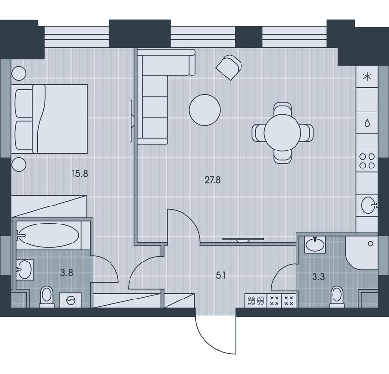 1-BD Apartment Sale, 55.8 sq. m. at Ever, Obrucheva Street, вл23, Moscow, Russia #1