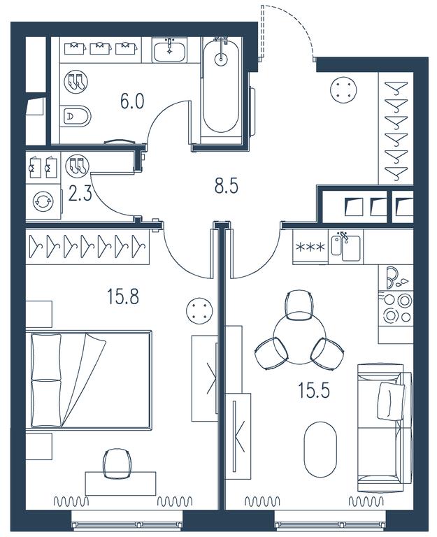1-BD Apartment Sale, 48.1 sq. m. at Intonatsiya, Schukinskaya Street, 7/9с7, Moscow, Russia #1 1-BD Apartment Sale, 48.1 sq. m. at Intonatsiya, Schukinskaya Street, 7/9с7, Moscow, Russia #1