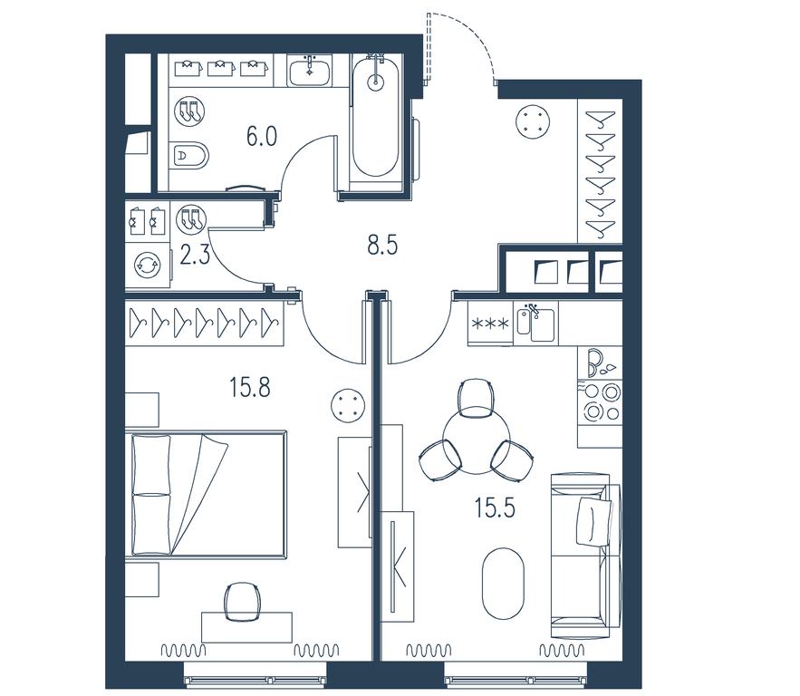 1-BD Apartment Sale, 48.1平方米 at Intonatsiya, Schukinskaya Street, 7/9с7, Moscow, Russia #1 1-BD Apartment Sale, 48.1平方米 at Intonatsiya, Schukinskaya Street, 7/9с7, Moscow, Russia #1