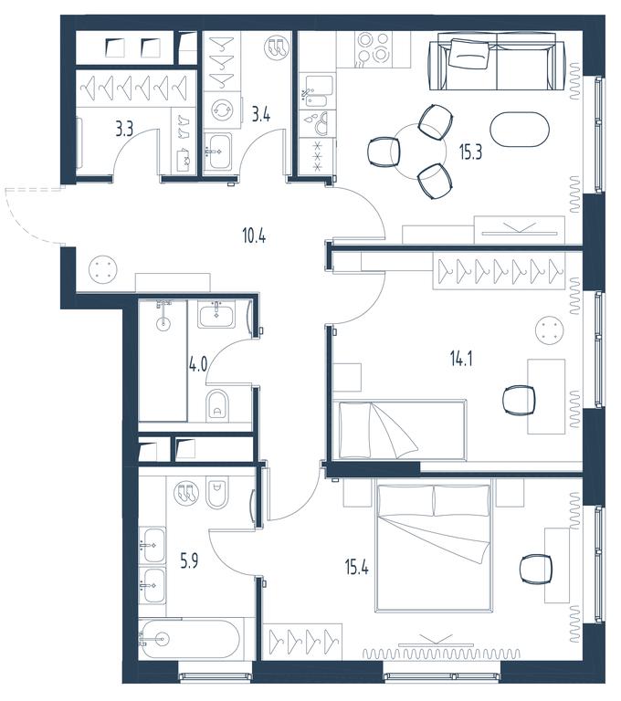 2-BD Apartment Sale, 71.6 sq. m. at Intonatsiya, Schukinskaya Street, 7/9с7, Moscow, Russia #1