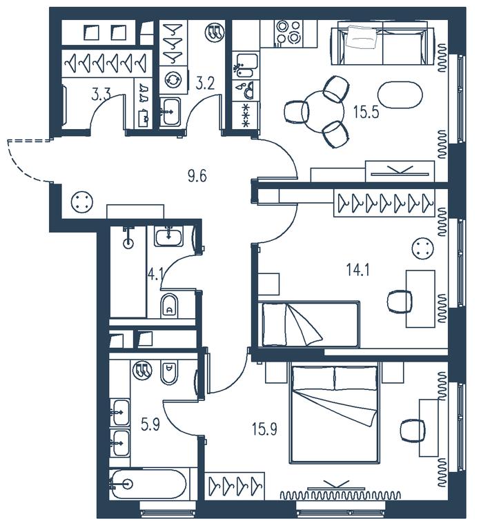 2-BD Apartment Sale, 71.6平方米 at Intonatsiya, Schukinskaya Street, 7/9с7, Moscow, Russia #1 2-BD Apartment Sale, 71.6平方米 at Intonatsiya, Schukinskaya Street, 7/9с7, Moscow, Russia #1