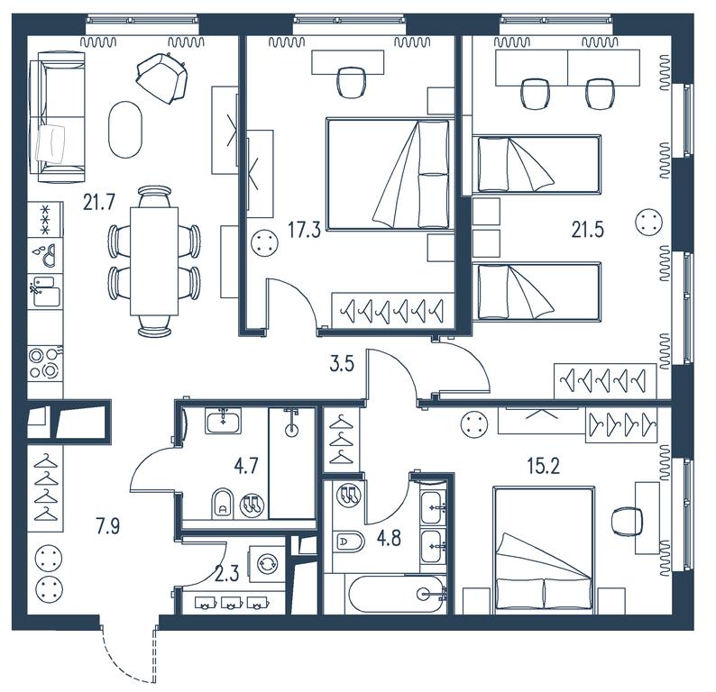 3-BD Apartment Sale, 98.9 sq. m. at Intonatsiya, Schukinskaya Street, 7/9с7, Moscow, Russia #1 3-BD Apartment Sale, 98.9 sq. m. at Intonatsiya, Schukinskaya Street, 7/9с7, Moscow, Russia #1