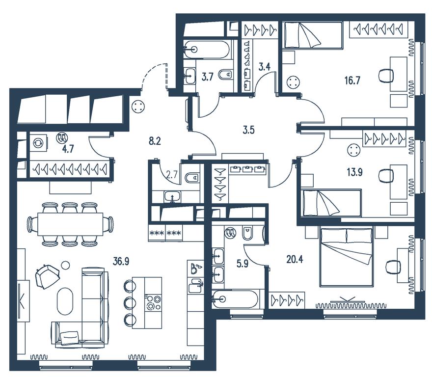 4-BD Apartment Sale, 124.1 sq. m. at Intonatsiya, Schukinskaya Street, 7/9с7, Moscow, Russia #1