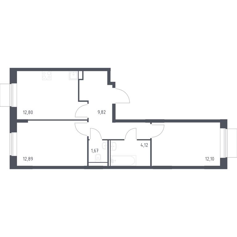 1-BD Apartment Sale, 53.4 sq. m. at Kvartal Domashnij, Donetskaya Street, 30с11, Moscow, Russia #1 1-BD Apartment Sale, 53.4 sq. m. at Kvartal Domashnij, Donetskaya Street, 30с11, Moscow, Russia #1