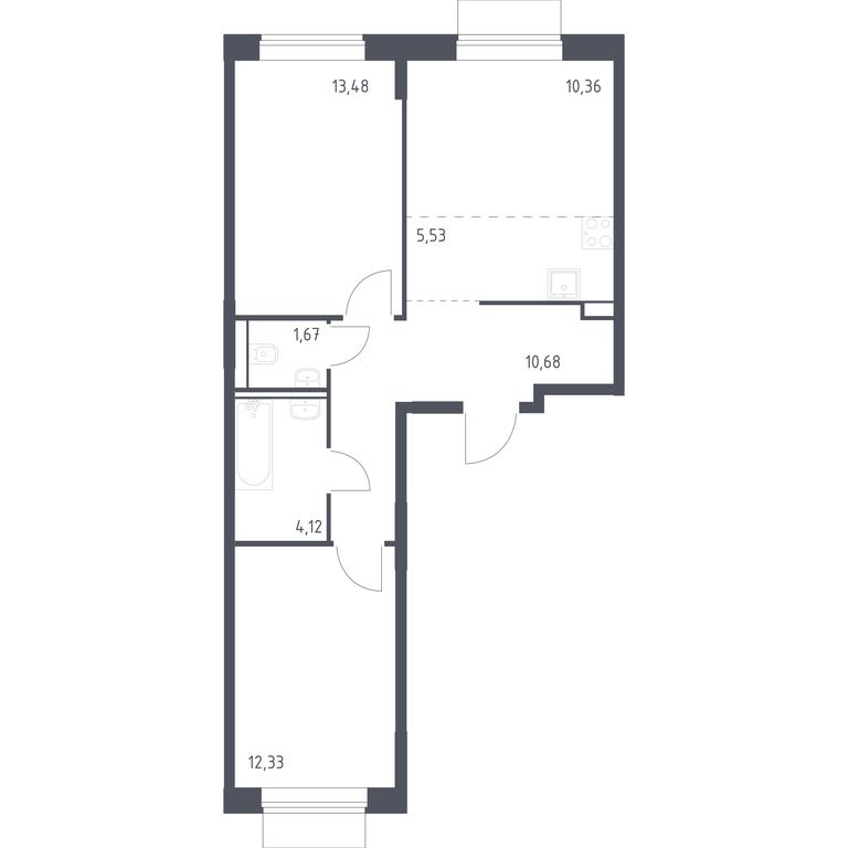 1-BD Apartment Sale, 58.17平方米 at Kvartal Domashnij, Donetskaya Street, 30с11, Moscow, Russia #1 1-BD Apartment Sale, 58.17平方米 at Kvartal Domashnij, Donetskaya Street, 30с11, Moscow, Russia #1