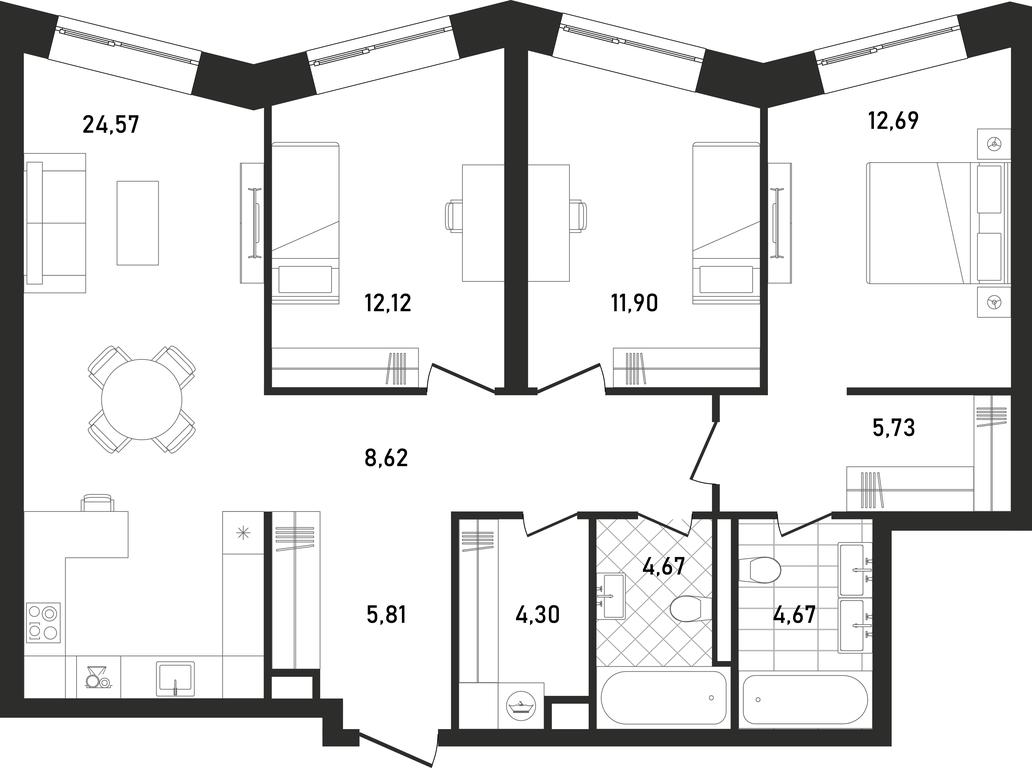 3-BD Apartment Sale, 95.37 sq. m. at Republic, Presnensky Val Street, 27с1, Moscow, Russia #1 3-BD Apartment Sale, 95.37 sq. m. at Republic, Presnensky Val Street, 27с1, Moscow, Russia #1