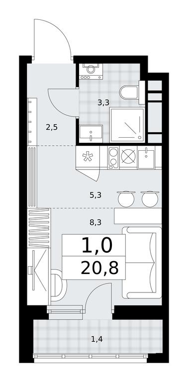 Apartment Sale, 20.8 sq. m. at Dzen-Kvartaly, ulitsa Aleksandry Monakhovoy, 2/3, Sosenskoye Settlement, Moscow, Russia #1 Apartment Sale, 20.8 sq. m. at Dzen-Kvartaly, ulitsa Aleksandry Monakhovoy, 2/3, Sosenskoye Settlement, Moscow, Russia #1
