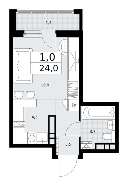Apartment Sale, 24 sq. m. at Dzen-Kvartaly, ulitsa Aleksandry Monakhovoy, 2/3, Sosenskoye Settlement, Moscow, Russia #1 Apartment Sale, 24 sq. m. at Dzen-Kvartaly, ulitsa Aleksandry Monakhovoy, 2/3, Sosenskoye Settlement, Moscow, Russia #1
