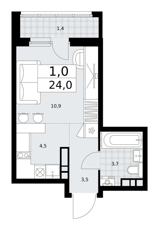 Apartment Sale, 24平方米 at Dzen-Kvartaly, ulitsa Aleksandry Monakhovoy, 2/3, Sosenskoye Settlement, Moscow, Russia #1