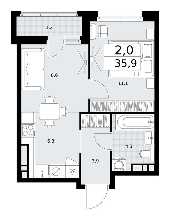 1-BD Apartment Sale, 35.9平方米 at Dzen-Kvartaly, ulitsa Aleksandry Monakhovoy, 2/3, Sosenskoye Settlement, Moscow, Russia #1 1-BD Apartment Sale, 35.9平方米 at Dzen-Kvartaly, ulitsa Aleksandry Monakhovoy, 2/3, Sosenskoye Settlement, Moscow, Russia #1