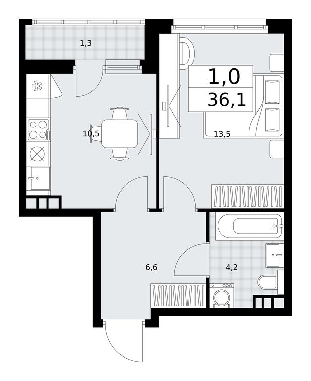 Apartment Sale, 36.1平方米 at Dzen-Kvartaly, ulitsa Aleksandry Monakhovoy, 2/3, Sosenskoye Settlement, Moscow, Russia #1