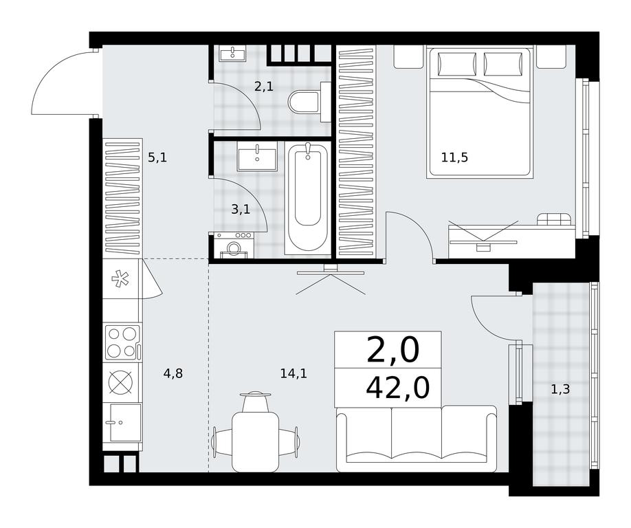 1-BD Apartment Sale, 42平方米 at Dzen-Kvartaly, ulitsa Aleksandry Monakhovoy, 2/3, Sosenskoye Settlement, Moscow, Russia #1 1-BD Apartment Sale, 42平方米 at Dzen-Kvartaly, ulitsa Aleksandry Monakhovoy, 2/3, Sosenskoye Settlement, Moscow, Russia #1