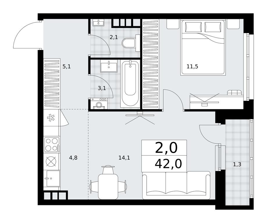 1-BD Apartment Sale, 42平方米 at Dzen-Kvartaly, ulitsa Aleksandry Monakhovoy, 2/3, Sosenskoye Settlement, Moscow, Russia #1 1-BD Apartment Sale, 42平方米 at Dzen-Kvartaly, ulitsa Aleksandry Monakhovoy, 2/3, Sosenskoye Settlement, Moscow, Russia #1