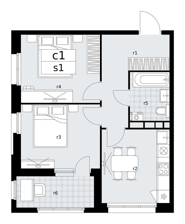 1-BD Apartment Sale, 48.7平方米 at Dzen-Kvartaly, ulitsa Aleksandry Monakhovoy, 2/3, Sosenskoye Settlement, Moscow, Russia #1