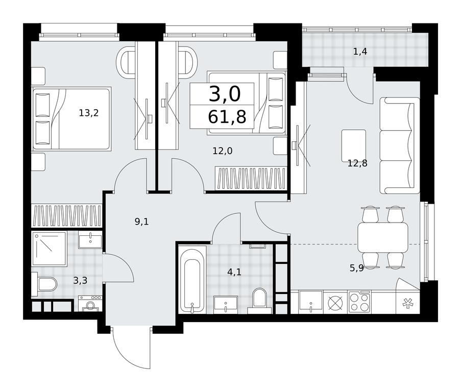 2-BD Apartment Sale, 61.8平方米 at Dzen-Kvartaly, ulitsa Aleksandry Monakhovoy, 2/3, Sosenskoye Settlement, Moscow, Russia #1 2-BD Apartment Sale, 61.8平方米 at Dzen-Kvartaly, ulitsa Aleksandry Monakhovoy, 2/3, Sosenskoye Settlement, Moscow, Russia #1