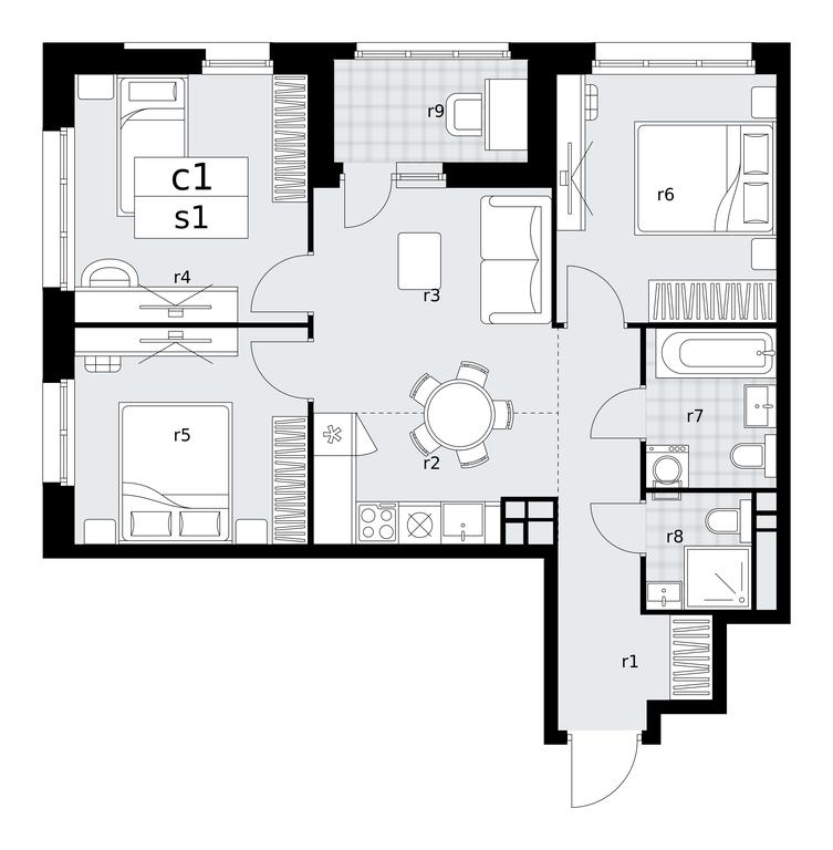 3-BD Apartment Sale, 65.8平方米 at Dzen-Kvartaly, ulitsa Aleksandry Monakhovoy, 2/3, Sosenskoye Settlement, Moscow, Russia #1