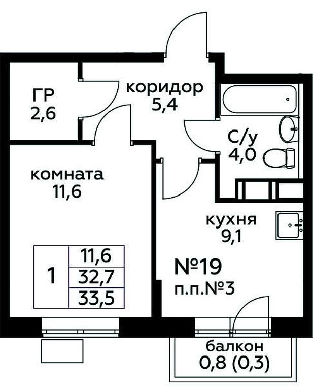 Apartment Sale, 33.5 sq. m. at Tsvetochnye Poliany, kvartal № 23, Filimonkovskoye Municipal Formation, Moscow, Russia #1