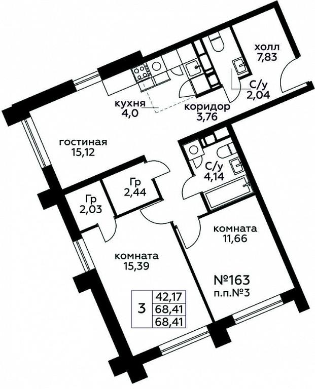 2-BD Apartment Sale, 68.41平方米 at Kvartal Rumyantsevo, ulitsa Admirala Kornilova, с1, Mosrentgen Settlement, Moscow, Russia #1 2-BD Apartment Sale, 68.41平方米 at Kvartal Rumyantsevo, ulitsa Admirala Kornilova, с1, Mosrentgen Settlement, Moscow, Russia #1
