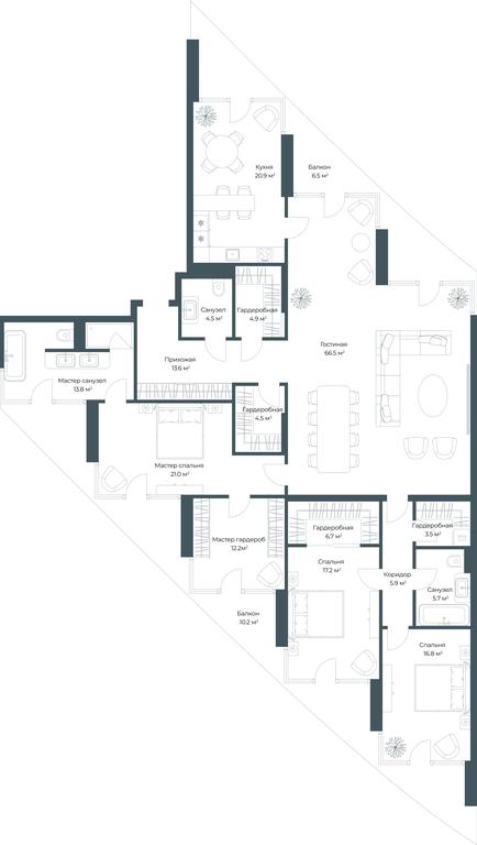 2-BD Apartment Sale, 233.9 sq. m. at Opus, Derbenevskaya Street, 1с1, Moscow, Russia #1 2-BD Apartment Sale, 233.9 sq. m. at Opus, Derbenevskaya Street, 1с1, Moscow, Russia #1